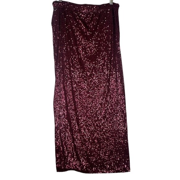 Wildfox Armidale Midi Length Skirt Dark Purple Sequin Size L Fitted Bling - Picture 7 of 12